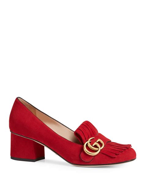 gucci cherry red heels|gucci suede mid heel pump.